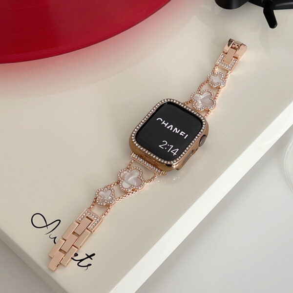 アップル ウォッチ バンド 女性 ブランド 四つ葉のクローバー apple watchバンド キラキラ 可愛い ヴァンクリ ブレスレット コピー「apple watchカバー付き」