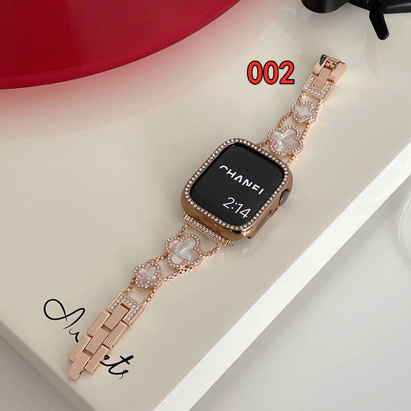 アップル ウォッチ バンド 女性 ブランド 四つ葉のクローバー apple watchバンド キラキラ 可愛い ヴァンクリ ブレスレット コピー「apple watchカバー付き」